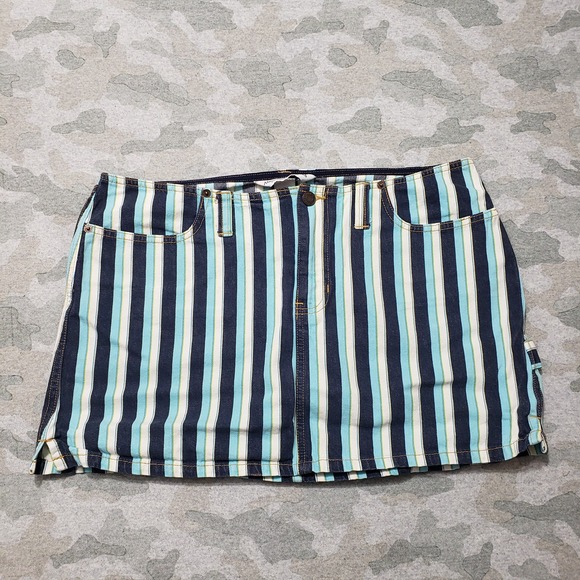 Abercrombie & Fitch‎ Skirt Womens 10 Blue Mini Striped Denim Stretch - Picture 1 of 12